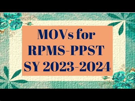 MOVs for RPMS PPST SY 2023 2024 .